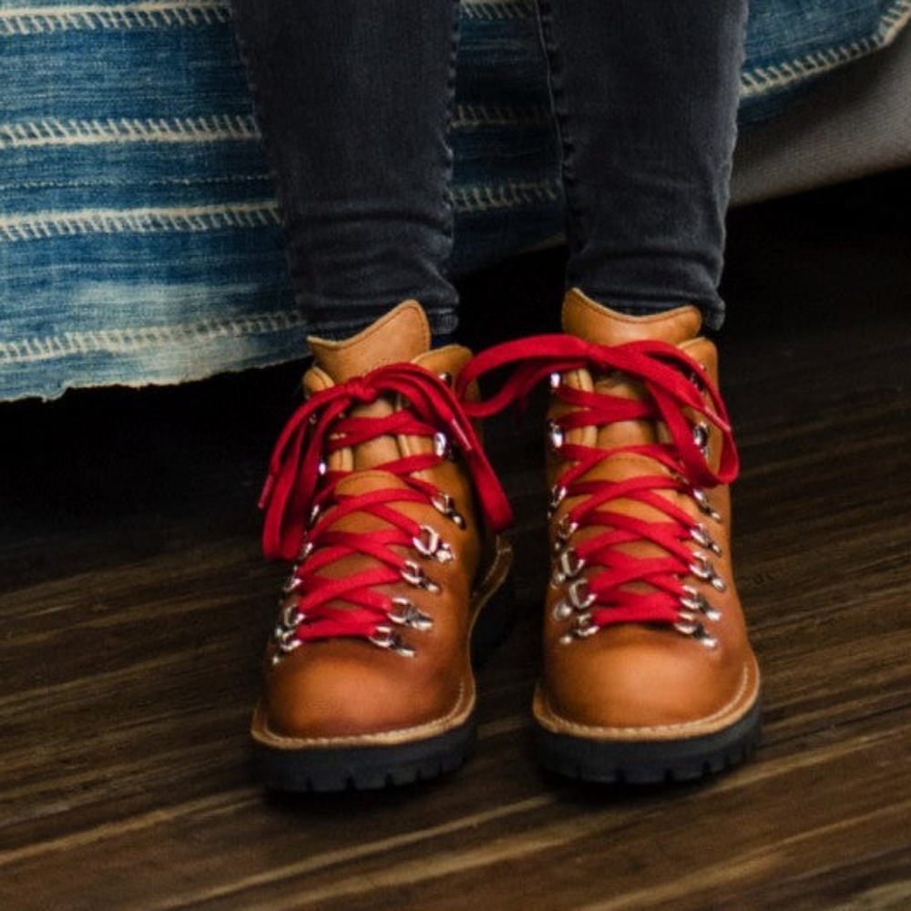 Danner Mountain Light Brown Hiking Boots with Red Laces